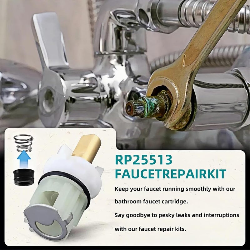 FLZHBFC For Delta two handle Faucet Repair Kit,RP25513 faucet stem assembly Replacement Kit,Includes RP24096 Cartridge RP4993 Seat and Spring RP24097 Turn stop1/4, 2 Pack - Image 4